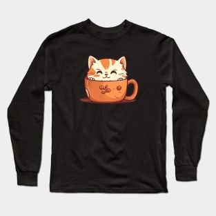 Kawaii Cat Lover, Cat inside Mug Long Sleeve T-Shirt